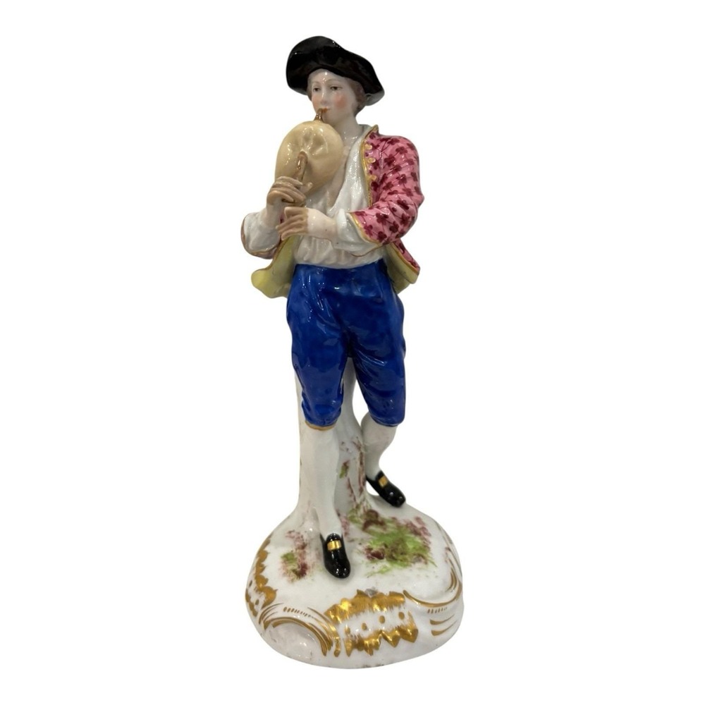 Meissen Germany Hand Painted Porcelain Figurine Bagpipe Derbyshire c1900
